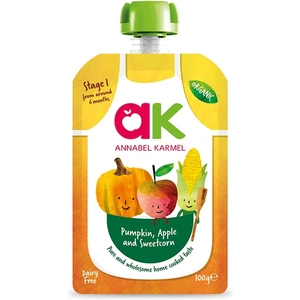 View product details for the Annabel Karmel Organic Pumpkin Apple and Sweetcorn Puree 6x100g 6 pack (6x100g)