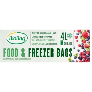 Biobag Compostable 4Ltr Food & Freezer Bags - 25 Bags (Case of 18)