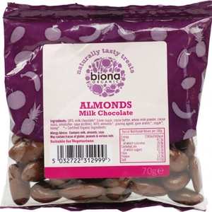 Biona Organic Milk Chocolate Almonds 70g
