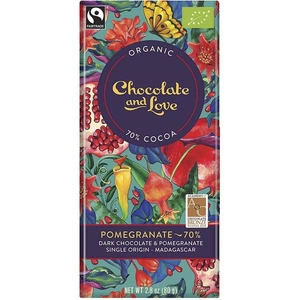 Chocolate & Love Chocolate & Love Pomegranate Dark 70% Chocolate & Almond - 80g x 14