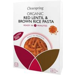Clearspring Organic Gluten Free Red Lentil Brown Rice Pasta 250g