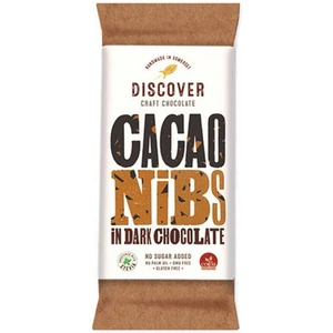 Discover Chocolate Stevia Sweetened Dark Chocolate with Cacao Nibs 50g (Case of 12)