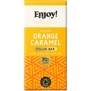 Enjoy Raw Choc Orange Caramel Filled Chocolate Bar - 70g x 12