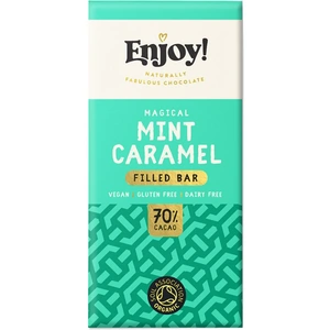 Enjoy Raw Choc Mint Caramel Filled Chocolate Bar - 70g x 12