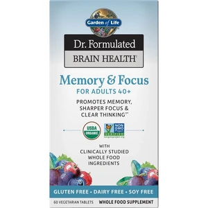 Garden of Life Brain Health Organic Memory - Adults 40+ - 60 Tablets