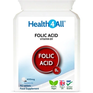 Health4All Supplements Vitamin B9 Folic Acid 400mcg Tablets (Units: 90 Tablets)
