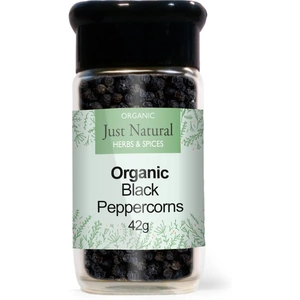 View product details for the Just Natural Peppercorns Black (jar) 42g