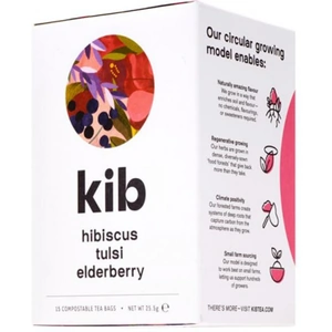 Kib Tea Hibiscus, Tulsi, Elderberry Herbal Tea 15 bag (Case of 4)