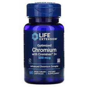 Life Extension Optimized Chromium with Crominex 3+, 500mcg - 60 Veggie Capsules (Case of 6)