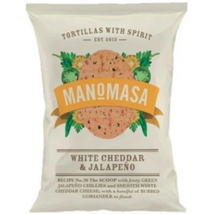 Manomasa White Cheddar & Jalapeno Tortilla Chips - 160g x 12