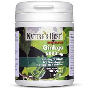 Nature's Best Ginkgo Biloba 6000Mg, Pure Grade Extract 180 Tablets