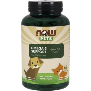 View product details for the NOW Foods Pets Omega-3 Support - 180 Softgels