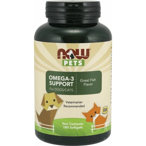 NOW Foods Pets, Omega-3 Support - 180 softgels (Case of 6)