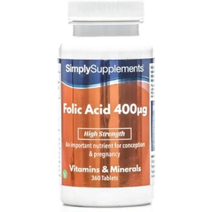 Simply Supplements Folic Acid Vitamin B9 400mcg (360 Tablets)