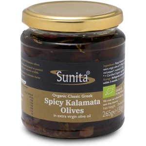 Sunita Organic Spicy Kalamata Olives 265g (Case of 6)
