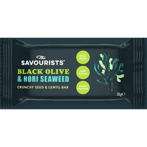 The Savourists Black Olive & Nori Crunchy Seed & Lentil Bar - 30g x 12