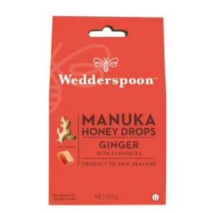 Wedderspoon Manuka Honey Drops Ginger with Echinacea 120g