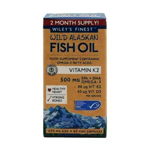 Wiley's Finest Wild Alaskan Fish Oil Vitamin K2 + D3 500mg 60's