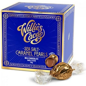 Willies Cacao Milk Chocolate Sea Salt Caramel Pearls - 150g